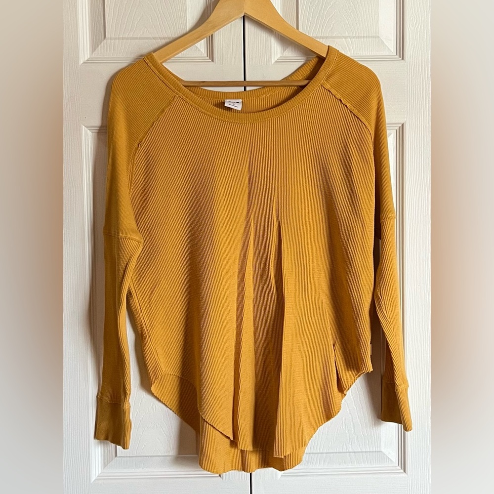 TNA Golden Yellow Ribbed Knit Top
